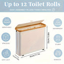 Soporte de Papel Higiénico de Bambú con Tapa - Organizador Moderno para Baño, Cesta de Almacenamiento Cerrada para Pañuelos y Accesorios