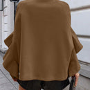 Clasi abrigo de lana elegante con cuello vuelto y abotonadura sencilla, en unicolor, para mujer, para otono/invierno