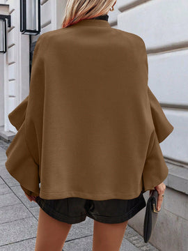 Clasi abrigo de lana elegante con cuello vuelto y abotonadura sencilla, en unicolor, para mujer, para otono/invierno