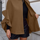 Clasi 1 pieza abrigo elegante de lana con un solo abotonadura, bajo con volantes y unicolor para mujer, otono/invierno