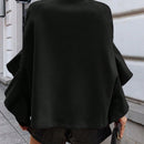 Clasi abrigo de lana elegante con cuello vuelto y abotonadura sencilla, en unicolor, para mujer, para otono/invierno