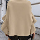 Clasi 1 pieza abrigo elegante de lana con un solo abotonadura, bajo con volantes y unicolor para mujer, otono/invierno