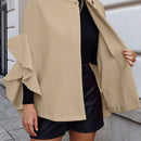Clasi abrigo de lana elegante con cuello vuelto y abotonadura sencilla, en unicolor, para mujer, para otono/invierno