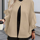 Clasi abrigo de lana elegante con cuello vuelto y abotonadura sencilla, en unicolor, para mujer, para otono/invierno