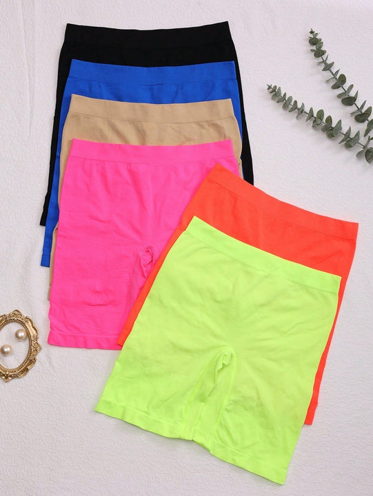 Paquete de 6 bragas tipo boxer informales y comodas de colores multiples, con efecto moldeador, para uso durante las cuatro estaciones, para mujeres