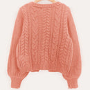Moosta cardigan informal de manga de globo con nudo delantero de unicolor para otono/invierno
