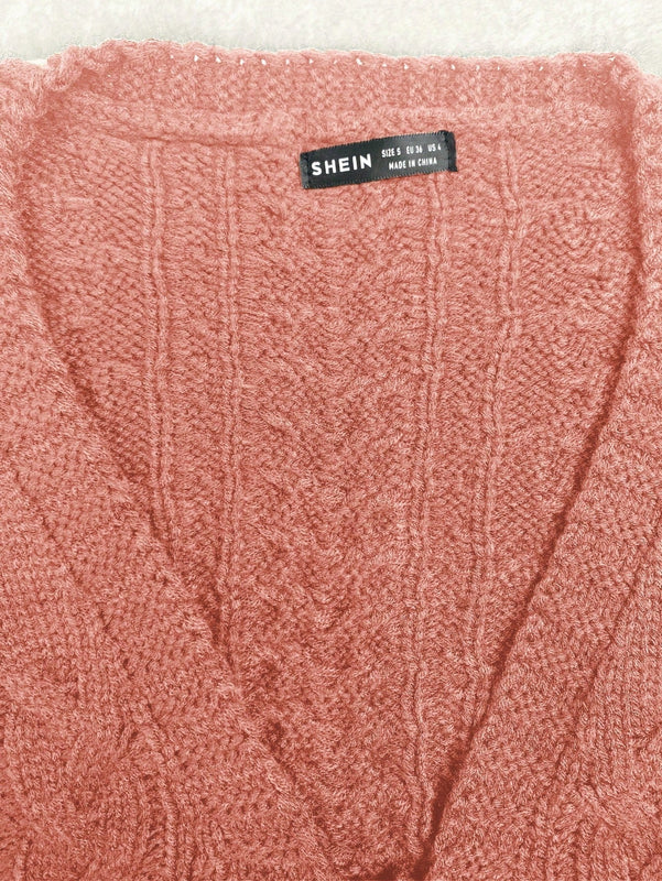 Moosta cardigan casual suelto de unicolor de manga larga con lazada delante para mujer, otono/invierno