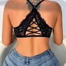 Brasier de mujer con unicolor, detalles de encaje, hebilla delantera y espalda cruzada