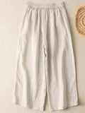 Zanzea pantalones anchos de pierna larga casuales y sueltos con cintura elastica de moda para mujer, pantalones chino de color solido