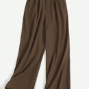Zanzea pantalones largos de mujer con cintura elastica, de corte casual y suelto, de pierna ancha, de color liso estilo chino