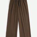 Zanzea pantalones largos de mujer con cintura elastica, de corte casual y suelto, de pierna ancha, de color liso estilo chino