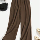 Zanzea pantalones largos de mujer con cintura elastica, de corte casual y suelto, de pierna ancha, de color liso estilo chino