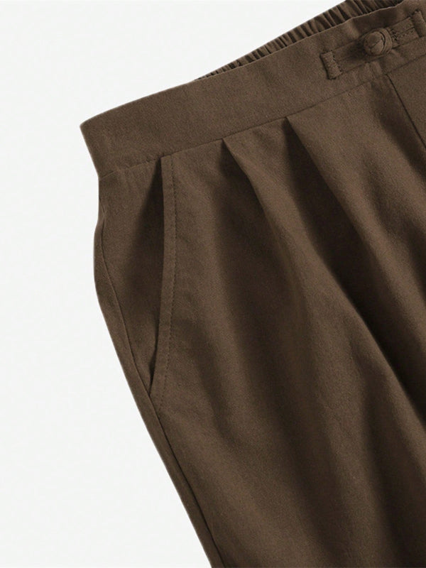 Zanzea pantalones anchos de pierna larga casuales y sueltos con cintura elastica de moda para mujer, pantalones chino de color solido