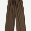 Zanzea pantalones anchos de pierna larga casuales y sueltos con cintura elastica de moda para mujer, pantalones chino de color solido