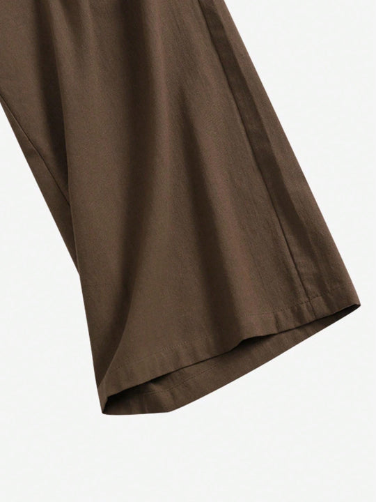 Zanzea pantalones anchos de pierna larga casuales y sueltos con cintura elastica de moda para mujer, pantalones chino de color solido