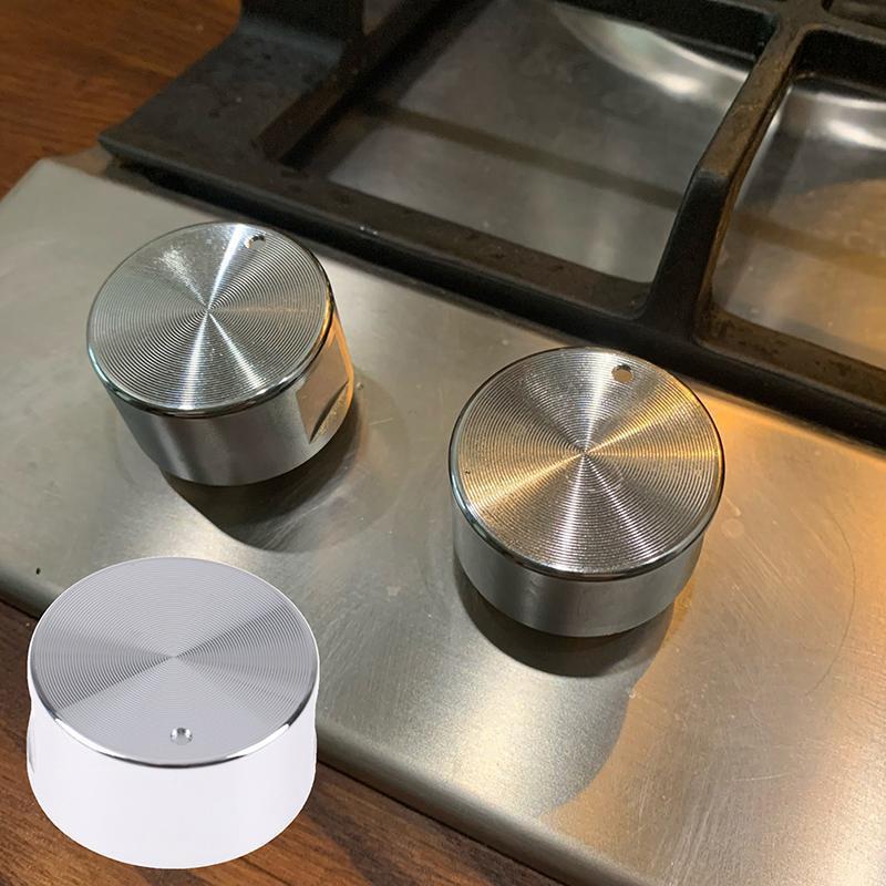 5 unidades de perillas univer para estufa de gas, interruptor de control rotativo de metal, repuestos de perillas de estufa de cocina, diseño de bloqueo de seguridad - Plata