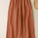 Zanzea pantalones anchos de pierna larga casuales y sueltos con cintura elastica de moda para mujer, pantalones chino de color solido