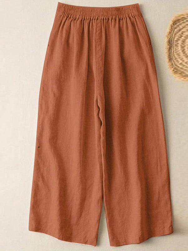 Zanzea pantalones anchos de pierna larga casuales y sueltos con cintura elastica de moda para mujer, pantalones chino de color solido