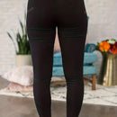 Pantalones casuales acortados de mujer de unicolor con bolsillos elasticos, con cremallera decorativa
