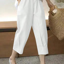 Pantalones cortos blancos de mujer con bolsillos laterales, versatiles y artisticos, de estilo casual