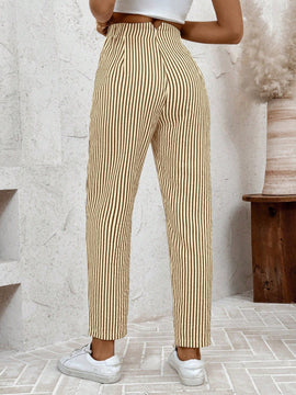 Lune pantalones de mujer casuales a rayas nauticas y entallados, para otono