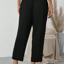 Emery rose pantalones tobilleros elasticos de cintura alta en unicolor informales para mujeres