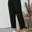 Emery rose pantalones tobilleros elasticos de cintura alta en unicolor informales para mujeres