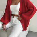 Essnce 1 pieza cardigan de punto casual a todo combinar con botones delanteros de un solo color, apto para otono e invierno