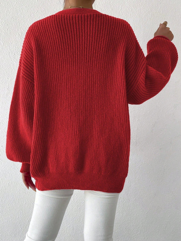 Essnce 1 pieza cardigan de punto casual a todo combinar con botones delanteros de un solo color, apto para otono e invierno