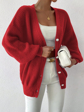 Essnce 1 pieza cardigan de punto casual a todo combinar con botones delanteros de un solo color, apto para otono e invierno