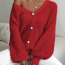 Essnce 1 pieza cardigan de punto casual a todo combinar con botones delanteros de un solo color, apto para otono e invierno