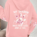 Lune sudadera con capucha informal para mujer con estampado de letra y pata de perro, para otono/invierno