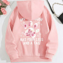Lune sudadera con capucha informal para mujer con estampado de letra y pata de perro, para otono/invierno