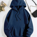 Lune sudadera con capucha informal para mujer con estampado de letra y pata de perro, para otono/invierno