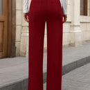 Pantalon de vestir casual de mujer, de pierna recta, con cintura elastica alta y de tela elastica