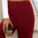 Pantalon de vestir casual de mujer, de pierna recta, con cintura elastica alta y de tela elastica