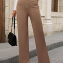 Pantalon de vestir casual de mujer, de pierna recta, con cintura elastica alta y de tela elastica