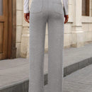 Pantalon de vestir casual de mujer, de pierna recta, con cintura elastica alta y de tela elastica