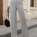 Pantalon de vestir casual de mujer, de pierna recta, con cintura elastica alta y de tela elastica