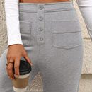 Pantalon de vestir casual de mujer, de pierna recta, con cintura elastica alta y de tela elastica