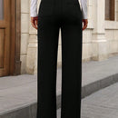 Pantalon de vestir casual de mujer, de pierna recta, con cintura elastica alta y de tela elastica
