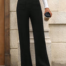 Pantalon de vestir casual de mujer, de pierna recta, con cintura elastica alta y de tela elastica