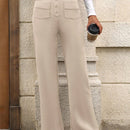 Pantalon de vestir casual de mujer, de pierna recta, con cintura elastica alta y de tela elastica