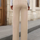 Pantalon de vestir casual de mujer, de pierna recta, con cintura elastica alta y de tela elastica