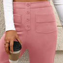 Pantalon de vestir casual de mujer, de pierna recta, con cintura elastica alta y de tela elastica