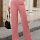 Pantalon de vestir casual de mujer, de pierna recta, con cintura elastica alta y de tela elastica