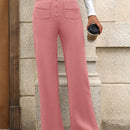 Pantalon de vestir casual de mujer, de pierna recta, con cintura elastica alta y de tela elastica