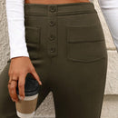 Pantalon de vestir casual de mujer, de pierna recta, con cintura elastica alta y de tela elastica