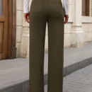 Pantalon de vestir casual de mujer, de pierna recta, con cintura elastica alta y de tela elastica