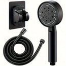 Cabezal de ducha de mano de alta presión con soporte y manguera - 5 modos de flujo de agua ajustables, accesorio redondo de plástico para baño